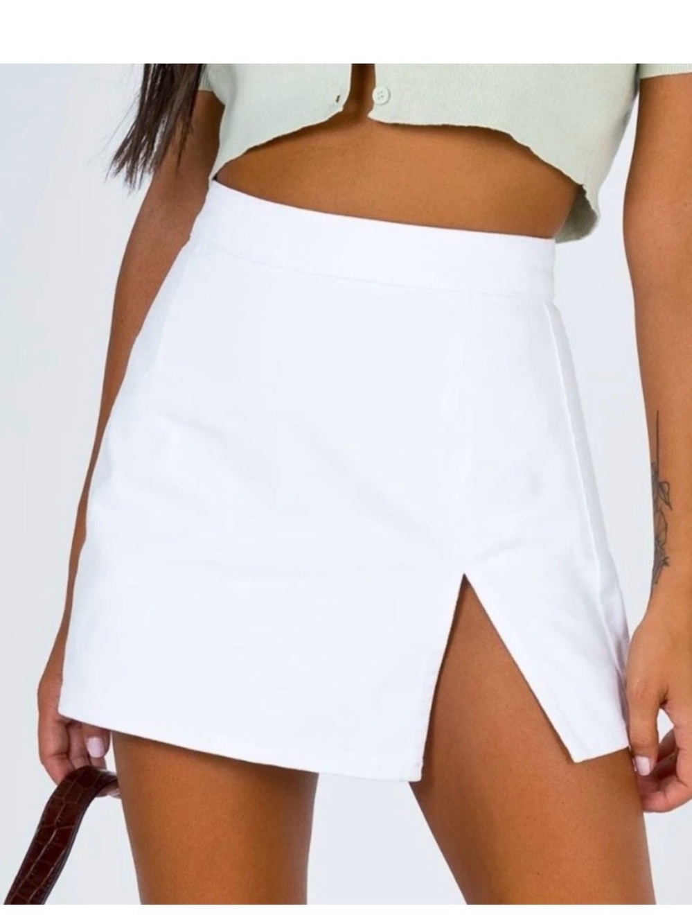 Lioness White Mini Skirt with Side Slit